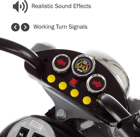 لعبة ركوب الدراجة النارية للأطفال - مروحية ذات 3 عجلات مع مصابيح خلفية وأمامية - دراجة نارية تعمل بالبطارية للأطفال من عمر 3 إلى 5 سنوات من ليل رايدر (أسود) in Kuwait