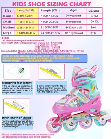Unicorn Rainbow Inline Skates for Girls Teens Womans,4-Pejiijar Roller Skates for Girls Ages 6-8-12 w/Luminous Wheels,Kids Adjustable Roller Shoes for Birthday Xmas Gifts in Saudi Arabia