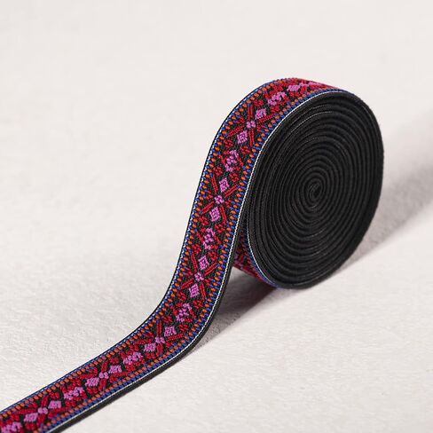 Tescre 25mm Designer Boutique Elastic Bands by 3 Yards(Red Aztec) in Saudi Arabia