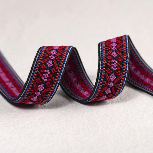 Tescre 25mm Designer Boutique Elastic Bands by 3 Yards(Red Aztec) in Saudi Arabia