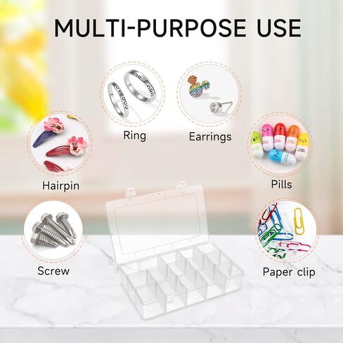 BTremary 15 Grids Clear Plastic Storage Box with Compartment, Craft Organizers and Storage, Transparent Jewelry Storage Box, Small Parts Organizer for Sewing Bead Washi Tape Thread in Saudi Arabia