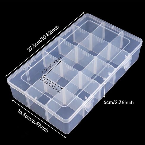 BTremary 15 Grids Clear Plastic Storage Box with Compartment, Craft Organizers and Storage, Transparent Jewelry Storage Box, Small Parts Organizer for Sewing Bead Washi Tape Thread in Saudi Arabia
