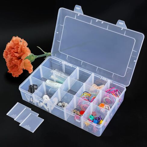 BTremary 15 Grids Clear Plastic Storage Box with Compartment, Craft Organizers and Storage, Transparent Jewelry Storage Box, Small Parts Organizer for Sewing Bead Washi Tape Thread in Saudi Arabia