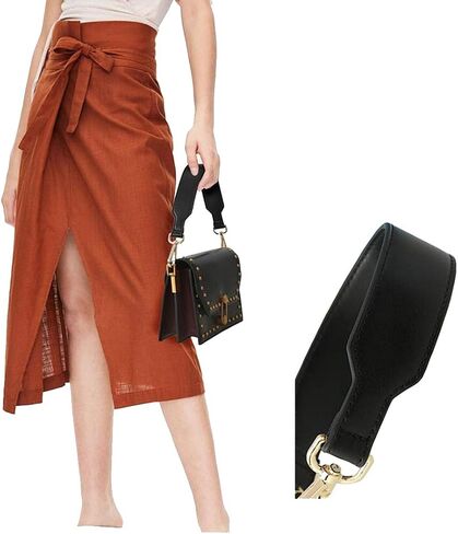 Short Unadjustable Replacement Strap Handbags Strap Shoulder Strap PU Leather Strap for Handbags Purse Bag Strap (Black) in Saudi Arabia