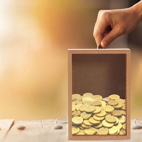 Zerodeko Piggy Bank صندوق إطار الصورة، بنك Piggy للبالغين خشبي، إطارات الصور صندوق الظل Piggy Bank Girls، إطار صندوق الظل المزخرف، بنك المال للمنزل in Kuwait