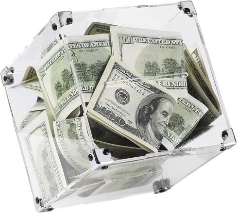 حصالة بيجي للاطفال مع حشية للحماية، وعاء حصالة من الاكريليك الشفاف لتوفير المال للنقود والعملات المعدنية، حصالة بيجي بنك للاولاد والبنات والبالغين (4.7 × 4.7 × 4.7 انش) in Kuwait