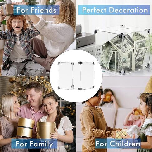 حصالة بيجي للاطفال مع حشية للحماية، وعاء حصالة من الاكريليك الشفاف لتوفير المال للنقود والعملات المعدنية، حصالة بيجي بنك للاولاد والبنات والبالغين (4.7 × 4.7 × 4.7 انش) in Kuwait