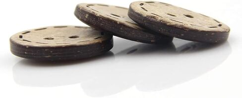 اتش يو اي واي او يو اتش يو اي 100 قطعة من ازرار جوز الهند الطبيعي مقاس 25 ملم، ازرار بفتحتين للحرف اليدوية والخياطة والمنتجات الساخنة، غير سامة وامنة للخياطة والحرف اليدوية in Kuwait