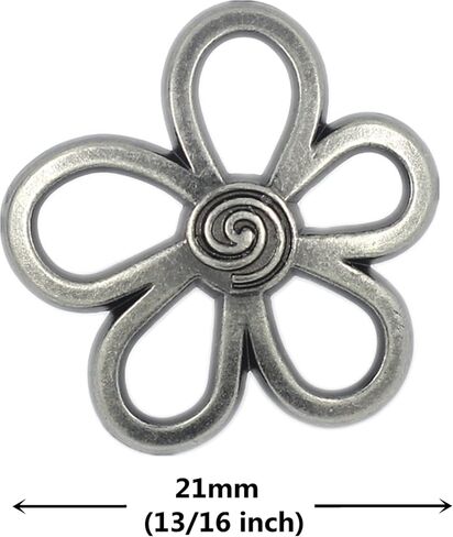 Bezelry 12 Pieces Flower Contour Metal Shank Buttons. 21mm (13/16 inch) (Gray Silver) in Saudi Arabia