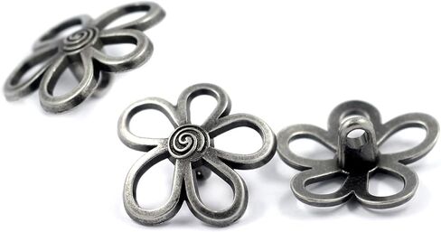 Bezelry 12 Pieces Flower Contour Metal Shank Buttons. 21mm (13/16 inch) (Gray Silver) in Saudi Arabia