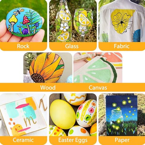 أقلام طلاء أكريليك من ريني، 12 لونًا قلم طلاء أكريليك لأقلام طلاء الصخور من قماش السيراميك والزجاج المعدني، 0.7 مم أقلام تحديد ذات أطراف دقيقة in Kuwait