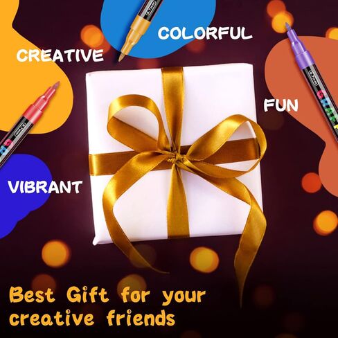 أقلام طلاء أكريليك من ريني، 12 لونًا قلم طلاء أكريليك لأقلام طلاء الصخور من قماش السيراميك والزجاج المعدني، 0.7 مم أقلام تحديد ذات أطراف دقيقة in Kuwait