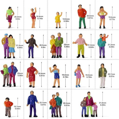 P100W 100pcs 1:87 Painted Figures HO Scale Standing People Assorted Poses Model Trains in Saudi Arabia