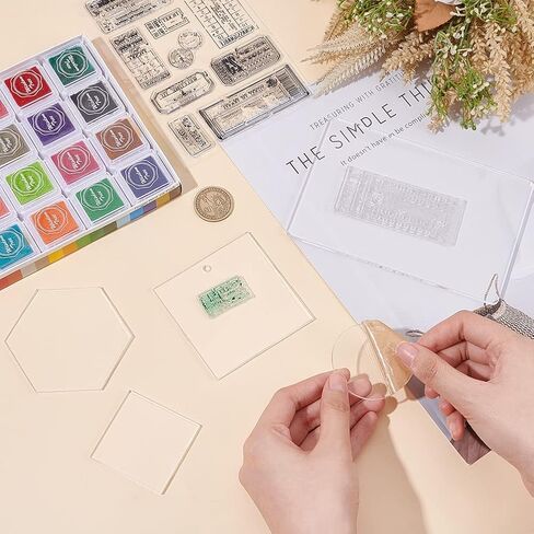 مكعبات ختم أكريليك من BENECREAT مكونة من 5 أنماط، أدوات ختم واضحة كتل طوابع زخرفية لصنع بطاقات القصاصات بنفسك in Kuwait