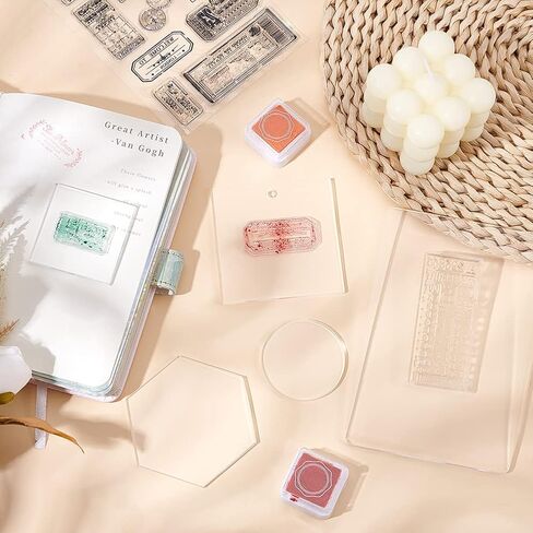 مكعبات ختم أكريليك من BENECREAT مكونة من 5 أنماط، أدوات ختم واضحة كتل طوابع زخرفية لصنع بطاقات القصاصات بنفسك in Kuwait