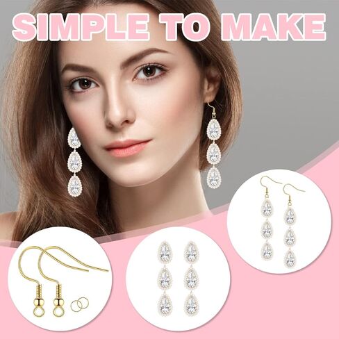 FANCY NOVA Gold Earring Hooks 120PCS, Hypoallergenic Stainless Steel Dangle Wires Fish for Jewelry Making, with Clear Backs and Jump Rings in Kuwait