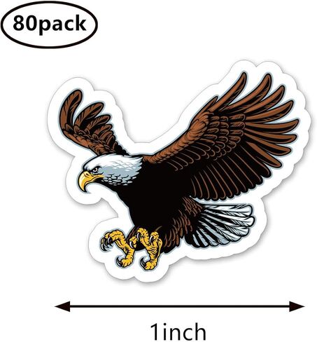 Bald Eagle Stickers 1in for Scrapbooking, Arts, Craft, Kids DIY, Calendars Journals 80-Pack in Saudi Arabia