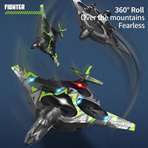 GoolRC RC Plane, 2.4GHz Remote Control Airplane, Foam RC Aircraft, RC Jet Fighter with 3D Flip, Gravity Sensing, Spray, LED Light, 2 Battery, Easy to Fly RC Glider for Kids & Adults in Saudi Arabia