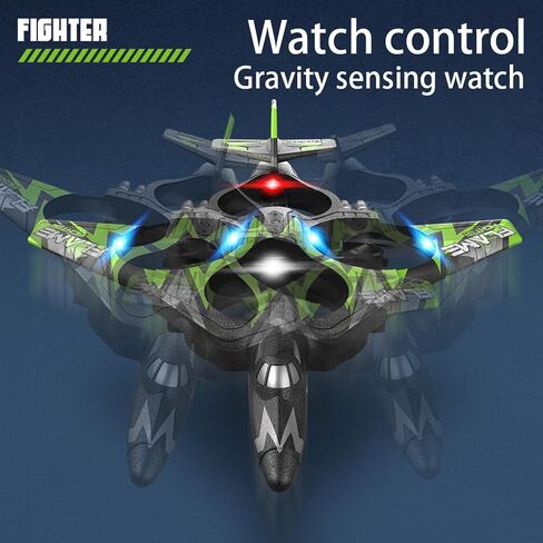 GoolRC RC Plane, 2.4GHz Remote Control Airplane, Foam RC Aircraft, RC Jet Fighter with 3D Flip, Gravity Sensing, Spray, LED Light, 2 Battery, Easy to Fly RC Glider for Kids & Adults in Saudi Arabia