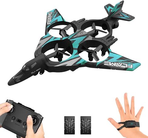 GoolRC RC Plane, 2.4GHz Remote Control Airplane, Foam RC Aircraft, RC Jet Fighter with 3D Flip, Gravity Sensing, Spray, LED Light, 2 Battery, Easy to Fly RC Glider for Kids & Adults in Saudi Arabia