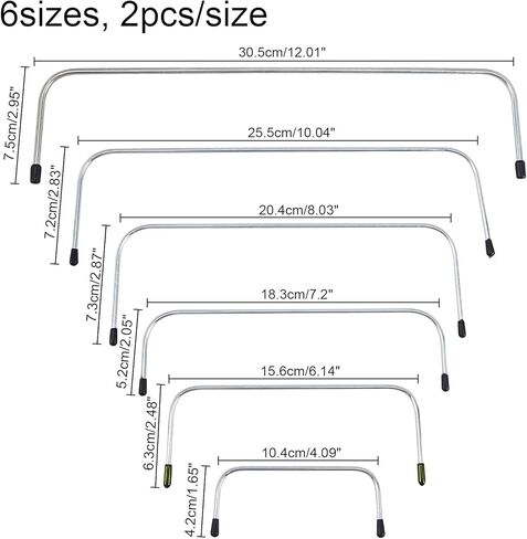 SUPERFINDINGS 12Pcs Internal Wire Frames 6 Sizes Metal Internal Purse Frame Steel Internal Tubular Bag Frame with Plastic Cover Purse Bag Frame Making Parts for Purse Bag Making Supplies in Saudi Arabia