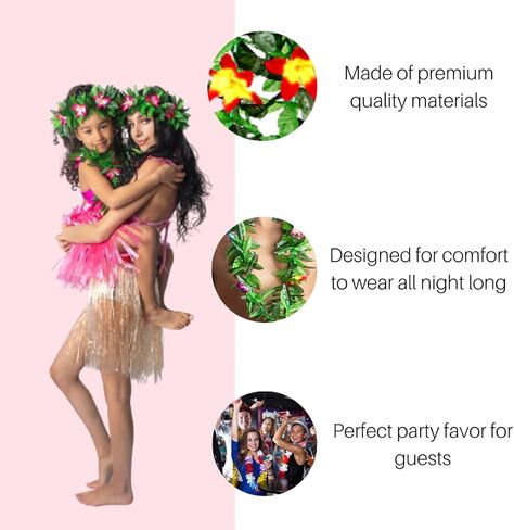 Party Expert 12 Pieces Floral Hawaiian Leis for Luau Party, 6 Matching Sets of Premium Hawaii Leis for Summer Party Favors, Hula Dancing and Tropical Luau Decorations in Kuwait