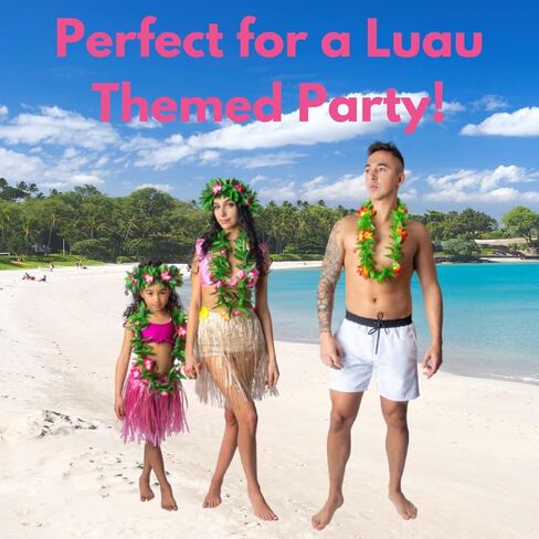 Party Expert 12 Pieces Floral Hawaiian Leis for Luau Party, 6 Matching Sets of Premium Hawaii Leis for Summer Party Favors, Hula Dancing and Tropical Luau Decorations in Kuwait