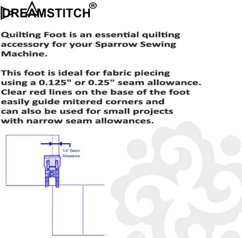 DREAMSTITCH 321417008, 3708-1 1/4 inch Quilting Piecing Presser Foot - Fits All Low Shank Snap-On Singer,Brother,Babylock,Janome,Kenmore,White,Juki,Simplicity,Elna Sewing Machine ALT : 2500267 in Saudi Arabia