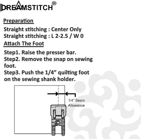 DREAMSTITCH 321417008, 3708-1 1/4 inch Quilting Piecing Presser Foot - Fits All Low Shank Snap-On Singer,Brother,Babylock,Janome,Kenmore,White,Juki,Simplicity,Elna Sewing Machine ALT : 2500267 in Saudi Arabia