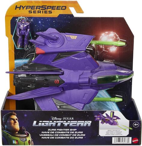 Mattel Disney Pixar Lightyear Hyperspeed Series Zurg Fighter Ship 9.25 Inches Long Authentic Detail, with Zurg Figure 2.25 Inches Tall, Fan Gift Ages 4 Years & Up in Kuwait