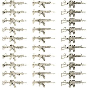 SUNNYCLUE 30Pcs 3 Styles Gun Pistol Revolver Weapon Rifle Charms Pendants Craft Supplies Bow Arrow Charms Pendant for DIY Bracelet Jewelry Finding Making Accessory