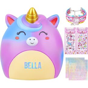 MHJY Piggy Bank Kids Unicorn Money Box Girls Unbreakable Resin Money Bank Cute Coin Bank with Stickers/Unicorn Bracelet Gift Set in Kuwait