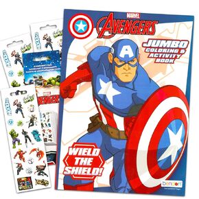 Marvel Avengers Captain America Coloring & Activity Book with Temporary Tattoos with Spider-man, Thor, Iron Man, The Incredible Hulk, and More in Kuwait