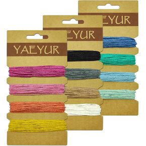 12 Colors Thread Cord for Jewelry Making Multi-Color Flax String Cord Jute Thread Cords Twine Cord Rope String Waxed Cord 1 mm 60 Yards in Total