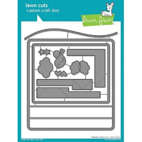 حزمة Lawn Fawn Die Peekaboo pop-up LF2955 مع My Craft Bench ثقيلة الوزن من الورق الأبيض وجيب التخزين