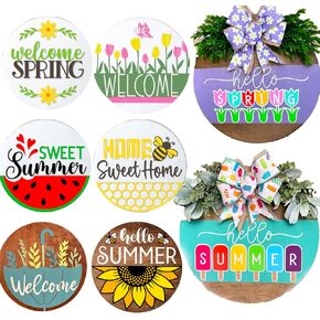 استنسل ترحيب بعبارة Hello Spring / Summer لباب الباب الامامي على الخشب مقاس 12 انش، نحلة المزرعة/زهرة برية/بطيخ/مصاصة للرسم على الحائط وديكور الباب والارضيات in Kuwait