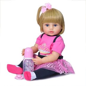 Wamdoll 22 inch 55CM Realistic Sweet Face Real Baby Size Reborn Toddler Newborn Girl Doll Crafted in Silicone Vinyl Full Body Children Birthday