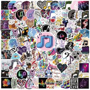 61Pcs Music Note Stickers Pack, Cute Cartoon Vinyl Waterproof for Kids Adults Girls Boys for Water Bottle Laptop Scrapbooking Journaling for Birthday Halloween Party Supply Decoration Favor in Kuwait