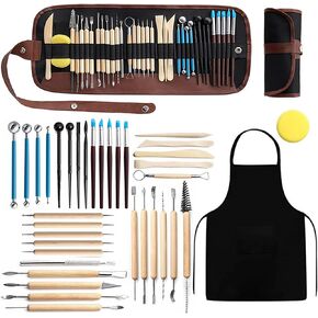 LINPHCEY 37 قطعة من أدوات نحت طين الفخار، أدوات طين البوليمر، أدوات نحت الخشب، أدوات تشكيل طين الفخار، مزدوجة الأطراف للنحت، طين البوليمر والنقش السيراميكي مع حقيبة تخزين in Kuwait