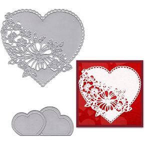 Hying Wedding Heart Frame Cutting Dies for Card Making Photo Album Decorations, Hollow Flowers Lace Die Cuts Loving Heart Dies Stencils Embossing Template for DIY Scrapbooking Craft