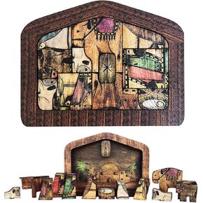 Wooden Jesus Puzzle Statue, Nativity Puzzle with Wood Burned Design, Jesus Puzzles, Nativity Set, Jigsaw Puzzle Game for Adults and Kids, Home Decor, Birthday Present Gifts (Small (7.9 x 5.9))