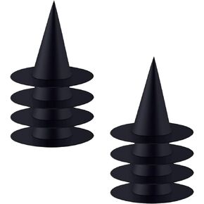 CROOT 8 Pieces Witch Hats Decorations, Black Witch Hat,Halloween Costume for Hanging Witchs Hats Theme Decoration or Halloween Party Cosplay Holiday Hats in Kuwait