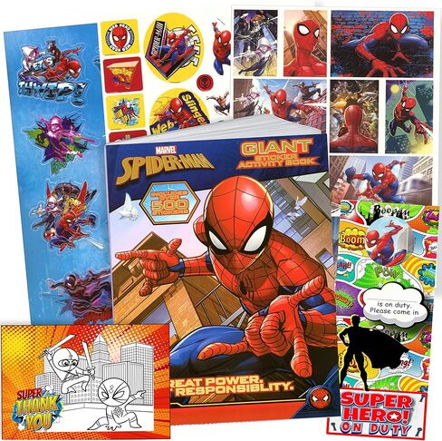 مجموعة أنشطة ملصقات سبايدرمان - تتضمن الحزمة كتاب نشاط سبايدرمان مع 500 ملصق سبايدرمان ، ملصق ثلاثي الأبعاد ، شماعات باب البطل الخارق ، في حقيبة in Kuwait