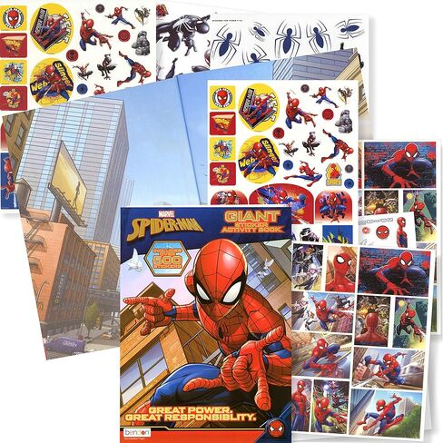 مجموعة أنشطة ملصقات سبايدرمان - تتضمن الحزمة كتاب نشاط سبايدرمان مع 500 ملصق سبايدرمان ، ملصق ثلاثي الأبعاد ، شماعات باب البطل الخارق ، في حقيبة in Kuwait