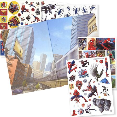 مجموعة أنشطة ملصقات سبايدرمان - تتضمن الحزمة كتاب نشاط سبايدرمان مع 500 ملصق سبايدرمان ، ملصق ثلاثي الأبعاد ، شماعات باب البطل الخارق ، في حقيبة in Kuwait