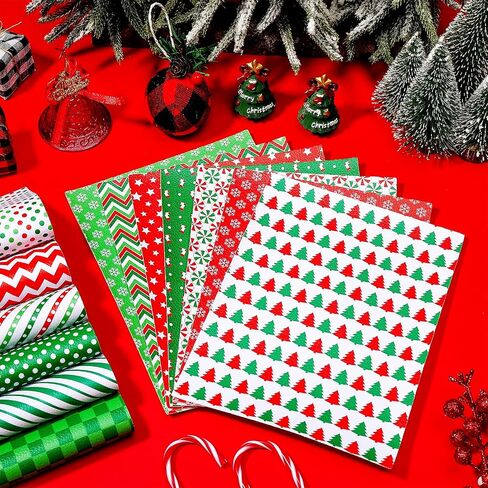 15 Pieces Christmas Leather Sheets Glitter Synthetic Leather Fabric Snowman Printed Fabric Sheets Waterproof Christmas Sheets for Holiday Christmas Bows Earrings Making Supplies (Bright Style) in Saudi Arabia