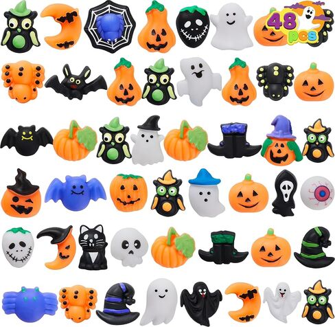 JOYIN 48 PCS Halloween Mochi Squishy Toys, Mini Squishy Toy Cute Squeeze Toy Stress Reliever Anxiety for Kids Gift, Halloween Party Favors Goodie Bags Stuffers, Classroom Game Prizes in Saudi Arabia