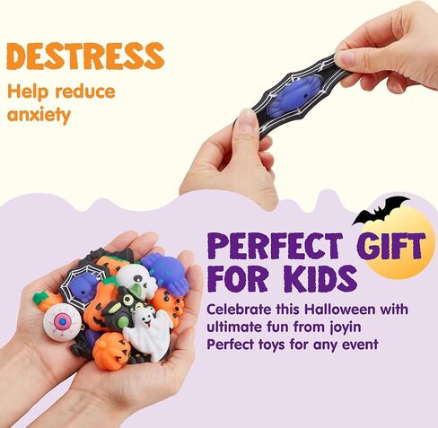 JOYIN 48 PCS Halloween Mochi Squishy Toys, Mini Squishy Toy Cute Squeeze Toy Stress Reliever Anxiety for Kids Gift, Halloween Party Favors Goodie Bags Stuffers, Classroom Game Prizes in Saudi Arabia