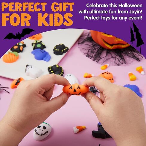 JOYIN 48 PCS Halloween Mochi Squishy Toys, Mini Squishy Toy Cute Squeeze Toy Stress Reliever Anxiety for Kids Gift, Halloween Party Favors Goodie Bags Stuffers, Classroom Game Prizes in Saudi Arabia
