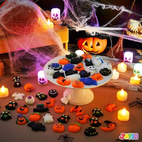 JOYIN 48 PCS Halloween Mochi Squishy Toys, Mini Squishy Toy Cute Squeeze Toy Stress Reliever Anxiety for Kids Gift, Halloween Party Favors Goodie Bags Stuffers, Classroom Game Prizes in Saudi Arabia